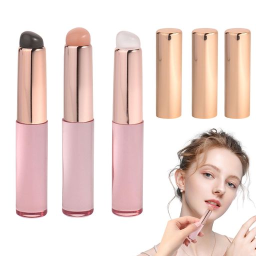 Coolloodaリップブラシ3個セットメイクブラシ多機能|口紅/コンシーラー/アイシャドウ用シリコン丸頭ブラシタッピングコンシーラー対応|肌に優しく柔らかい自然仕上げ使いやすい|携帯用旅…