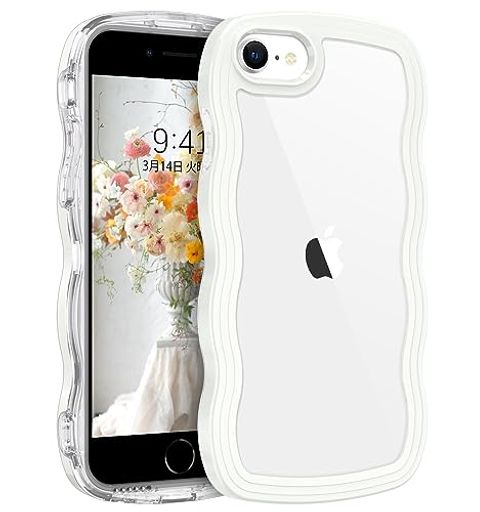 BENTOBEN IPHONE SE 第3世代 用/IPHONE SE2 / IPHONE8 / IPHONE7 ケース クリア TPU+PC 韓国 可愛い ウェーブ ソフト 滑り止め 薄型 軽量 耐衝撃 おしゃれ スマホケース ストラップホール付き