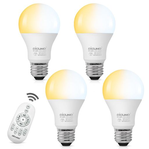 【商品仕様】リモコン付き E26 LED電球星(塗り潰し)消費電力:8W(白熱電球60W相当)、全光束:810lm(調光可能)、色温度:2700-6500k(電球色から昼光色まで調色可能)、定格電圧: AC 100V、演色性:Ra80、配光角度:約220°◉注意:リモコンには電池は入っておりません。 【無段階調光調色&amp;常夜灯機能】リモコンで、手元に電球の明るさはOFFから100%まで自由に調節できます。お好みやニーズに合わせて、暖かみのある電球色-落ち着いた明るい温白色-いきいきとした自然な昼白色-清々しい爽やかな昼光色(2700-6500k)の間に調節できます。常夜灯モード付きで、真っ暗だと眠れない方や子供やお年寄りの部屋に最適です。 【高輝度・省エネ・長寿命】高品質なLEDチップを採用して、8Wの消費電力で、810lmの明るさがあり、従来の60W白熱電球と比べ、約86%の電気代を節約できます。しかも、25000時間の設計寿命で、長持ちで頻繁に交換する手間とコストを削減できて、家計に優しいLED電球です。