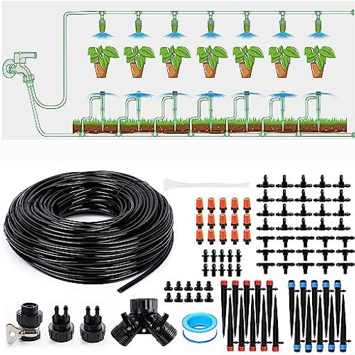 GERM 2023自動散水 散水機 30M 自動散水セット 噴霧ノズル 点滴ノズル 灌漑システム ドリップ散水 給水システム 水やり DIY ガーデンシャワー ミスト 散水ホース 温室加湿 家庭園芸 花 植物 盆栽用 点滴灌漑 ブラック