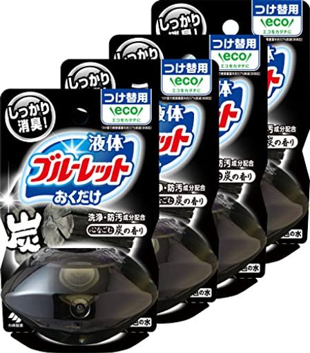 【まとめ買い】液体ブルーレットおくだけ トイレタンク芳香洗浄剤 心なごむ炭の香り 詰め替え用 70ML×4個