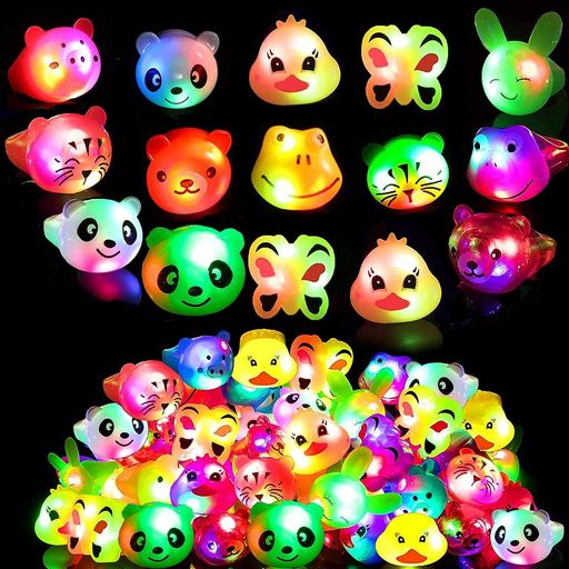 [FLYZY]光る指輪おもちゃ27個入動物お祭り景品おもちゃ子ども縁日グッズライブ用キラキラリングピカピカ光るリング子供・大人対応可6歳以上の商品画像