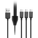 USBスプリッター充電ケーブル、3IN1USB2.0Aオスから3マイクロUSBオス1から3同期充電ケーブルアダプターコード1M(MINIUSB)