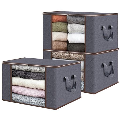 "【大容量で、ひと袋に収納】 35Lと90Lの二つの容量サイズを採用し、季節ごとの衣類、厚手の布団、毛布から大型のぬいぐしまでを簡単に収納できます。一つで複数のアイテムを収められるため、クローゼットの飽和状態や季節衣類の収納スペース不足を解消し、片付けを効率的かつ簡単にします。" "【透明窓で、中身が一目瞭然】 袋本体に透明のビュー窓を採用し、収納品をはっきりと確認できます。箱の中をがさがさと探す必要がなく、目的のアイテムを瞬時に見つけられるため、時間を節約し、収納管理を秩序立て、散らかった状態に別れを告げます。" "【折り畳み式で、必要な時にすぐ使える】 折り畳み可能なデザインを採用しているため、使わない時は平らに折りたたむことができ、収納スペースをほとんど取りません。持ち運びや保管にも便利で、季節やシーンに応じて柔軟に使用でき、空間活用率を大幅に向上させます。" "【防塵・防湿で、安心の長期保管】 防塵・防湿機能を持つ環境に優しい素材を厳選し、防虫対策も施して、衣類や寝具類に対して保護バリアを築きます。