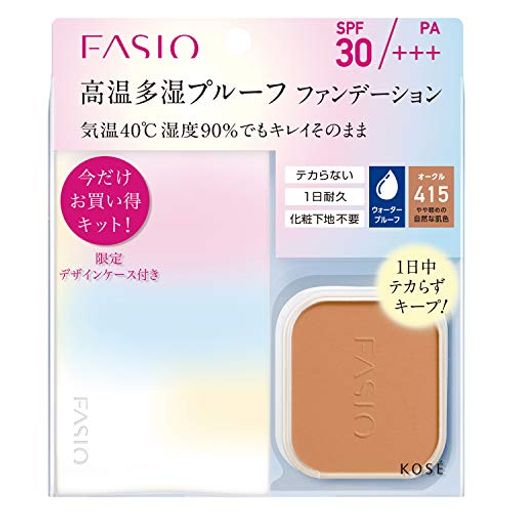 FASIO(ファシオ) パワフルステイ UV ファンデーション キット 415 オークル やや暗めの自然な肌色 セット 10G+ケース付 1個 (X 1)