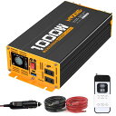 MWXNEインバーター正弦波12v100v1000w最大2000WDC12V直流をAC100V交流に変換PD30WQC3.0急速充電50/60Hz切替可能ワイヤレスリモコン付き地震/停電/車中泊/キャンプ/船/RVキャンピングカー