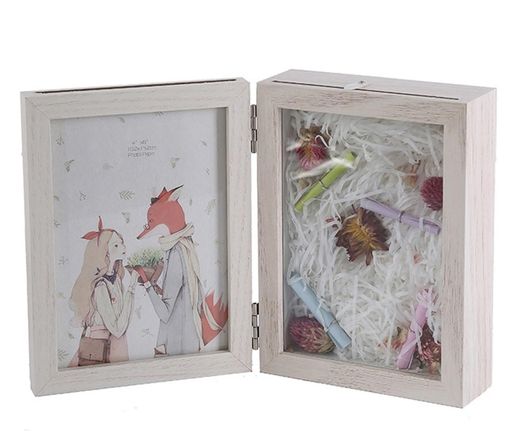 siawadeky写真立て2L判2面フォトフレーム立体額スタンド折りたたみ式アルバム額縁インテリアボックスフレーム中空クリアフレーム記念日誕生日母の日プレゼント...