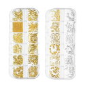 YFFSFDCネイルパーツ3本セット金属パーツネイルデザインアクセサリーデコパーツ四角三角丸パールフレークパーツネイルアートネイルスタッズネイルデコレーションゴ...