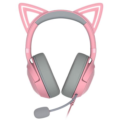 RAZERレイザーKRAKENKITTYV2QUARTZPINK個性的なネコミミが特徴で配信時に個性を主張できる有線ゲーミングヘッドセット配信時に反応するライティングCHROMARGBHYPERCLEARカーディオイドマイク