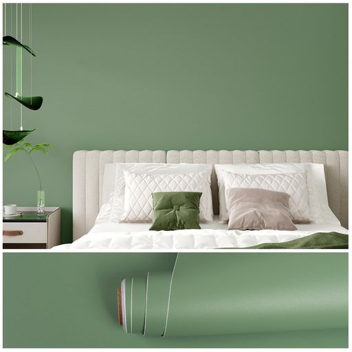 VEELIKE壁紙シールセージグリーン無地のり付き部屋壁紙剥がせる防水耐熱シート緑ふすま紙カッティング..