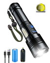 【XHP160LED高輝度モデル】懐中電灯強力10000ルーメンType-C懐中電灯充電式/電池式【7照明モード&メイン3+COB4】強力軍用最強ハンディライト26650/18650/単4電池適用ledIPX6防水
