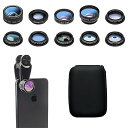 Glvaner7in1/10in1スマートフォン用カメラレンズスマホ用撮影セット広角レンズ+マクロレンズ+魚眼レンズ+望遠/CPL/万華鏡/星形/フローフィルター/ラジアルレンズレンズセットレンズポーチク…