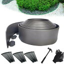 YUNHEガーデンエッジフェンス土留め園芸シート土留めフェンスシート花壇芝生根止めガーデニングDIY裁断可能土と芝の根境界線の分割庭のデザイン30本の固定釘ハン...