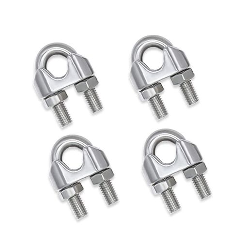 HYWJワイヤーロープクリップM8u字金具ケーブルクランプワイヤー固定金具ステンレス鋼ワイヤークランプ(4個入り)