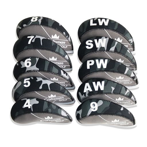 CRAFTSMAN(クラフトマン)ゴルフアイアンカバー10枚セット(4-9PWAWSWLW)クラブヘッドカバーネオプレン製..