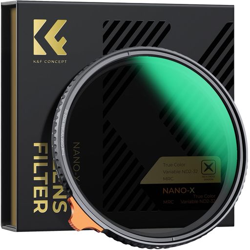 K&FCONCEPT67mm可変NDフィルターND2-ND32TRUECOLOR黄色被り解消可能両面28層コーティング光学ガラス撥水撥油キズ防止フィルターケース付き(NANO-Xシリーズ)