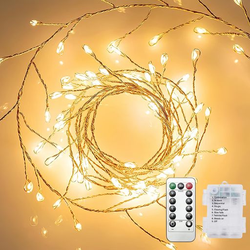クリアヒル(Clearhill)リモコン付きバッテリー仙女ランプ2個、20フィート/6メートル200LED点滅爆竹ラン..