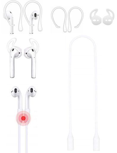 A-FocusAirPods1/2用紛失防止アクセサリー3種類セットAirPod1/2落下防止差し込み型イヤーフック+AirPod1/2落ち防止耳かけ型イヤーピース+55CMAirPod1/2ネックストラップ(マグネット付き)