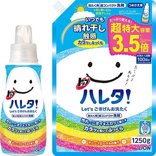 【まとめ買い】トップ ハレタ 洗濯洗剤 液体 本体425G+詰め替え1250G