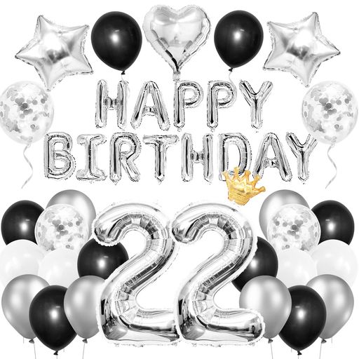 Iysoll誕生日バルーン22歳バースデー飾り風船セット数字バルーンHAPPYBIRTHDAYガーラ ...