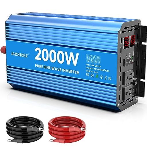 JARXIOKE 12V 2000W Co[^[ g DC12VAC100Vɕϊ uԏo4000W ACo̓RZg~2 USB|[g~1 50HZ/60HZ RVLy[J[ Lv p zd nkd hЗ\i Ԓ