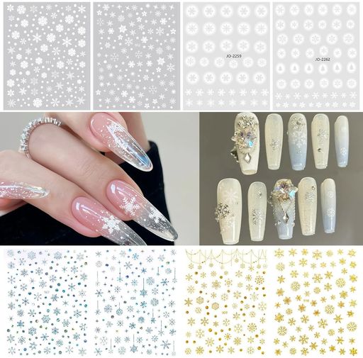 【雪の結晶ネイルシール】シルバーとホワイトは冬のメイントーンなので、この雪の結晶ネイルシールはシルバーとホワイトがメインで、クリスマスや冬にとても適しています 【透かし彫りデザイン】ネイルシールは8枚入りで、セットのうち2枚は透かし彫りデザインで、ネイルにつけるとぼうっとした感じになり、冬の雰囲気にいっぱいあります 【キラキラ輝く偏光シール】セットのうち4枚はキラキラ輝く偏光設計で、角度によって色が変わり、きらきらと美しいです。ネイル用シールとしてもハンドメイド用品としてもぴったりです 【8枚セット】セット内容:ネイルシール雪の結晶8枚入。肌や爪にやさしいPVC素材を使用しており、安心にご購入頂けます。ご注意:破損防止のため台紙から優しく丁寧にはがしてください 【幅広い用途】冬季には欠かせないネイルシールです。ネイルパーツだけでなく、レジン、スマートフォンケースやアクセサリー、クラフト装飾などにも使用可能です