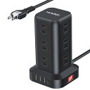 YUNDOO電源タップタワー2m延長コードタコ足コンセントUSB付き12個AC口3USB-Aと1Type-Cポート付きPSE認証済む180°スイングプラグほこり防止2Pプラグ一括スイッチ付きmini型電源タップusb付き