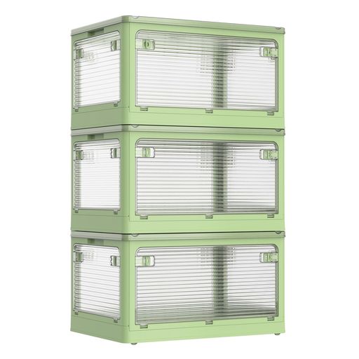 AZMKOO収納ボックス折り畳み蓋付き全方向から取り出せるキャスター付き折り畳みコンテナボックス衣装ケース押し入れ収納ケースおもちゃ小物洋服布団本漫画収納箱収納用品家庭用オフィ…