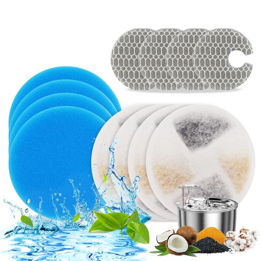YYDSLEE猫の噴水フィルター、ペット飲料噴水用4セット交換フィルター、5層超強力飲料噴水猫フィルター