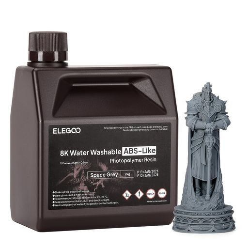 ELEGOO 水洗い可能なABSライク8K 3Dプリンターレジン スペースグレイ 2000g