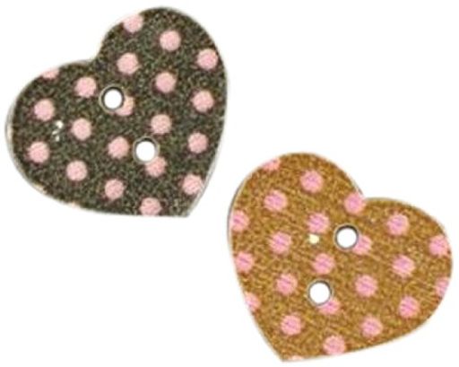 wabieウッドプリントボタンハートWB-P-029約15mmブラック&ブラウン2入