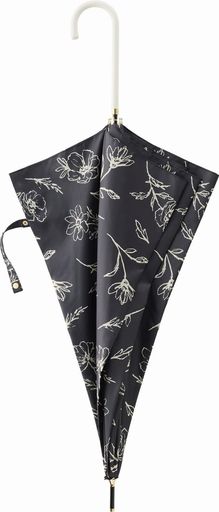 宮嶋長傘60cmジャンプスリム耐風骨ドローイングフラワーブラック【17800】UVカットコーティング