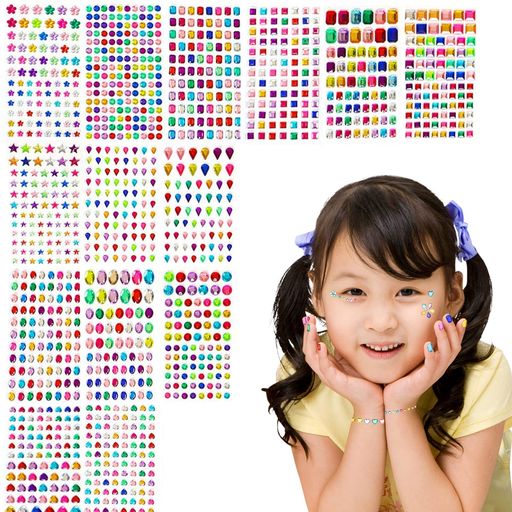 DFsuccesラインストーンステッカー貼り紙ジュエルステッカー貼り付け可能接着剤ありキラキラカラフルシール可愛い多種多様DIY用品ハンドメイドアクセサリー(14枚セット)