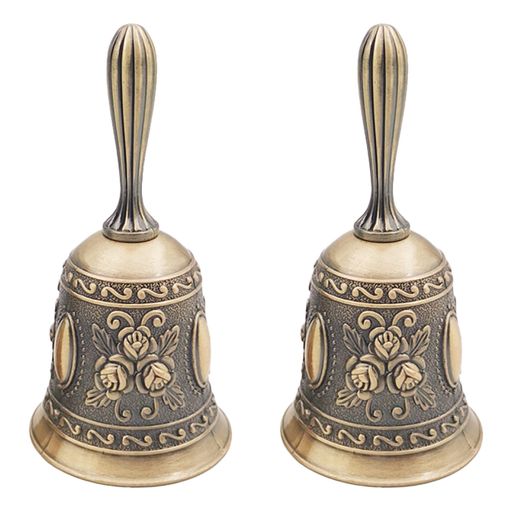 HAMILOアンティーク調ハンドベルローズ柄レストラン玄関卓上ベル2個セット
