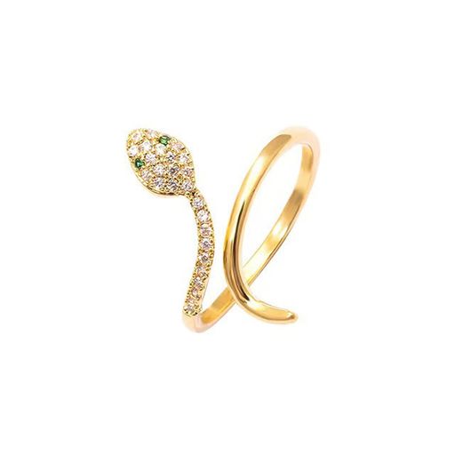 【hiro&ai】蛇リングレディースメンズフリーサイズジルコニアCZダイヤイエローゴールド18k金女性ヘビ指..