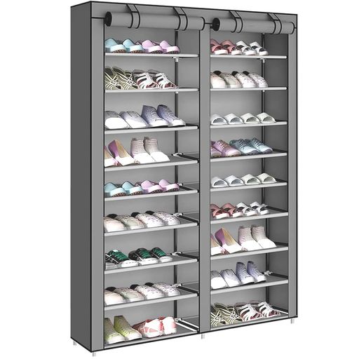AZAKBLシューズラック36足2行9層組み立て式大容量下駄箱スリム玄関収納おしゃれ靴入れ靴棚不織布カバー付き省スペース防水防塵防汚幅約90x奥行30x高さ167cm