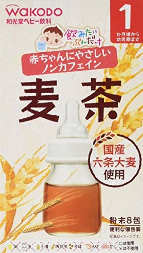 原材料:六条大麦、六条大麦エキス、デキストリン 内容量:1.2G×8 商品サイズ(高さX奥行X幅):125.0MM×240.0MM×70.0MM 飲みたいときに飲みたいぶんだけ。 まだ飲む量が少ない赤ちゃんの水分補給にぴったりな粉末飲料。 国産の六条大麦を使用した。 カフェインを含まない、赤ちゃんにやさしい麦茶。