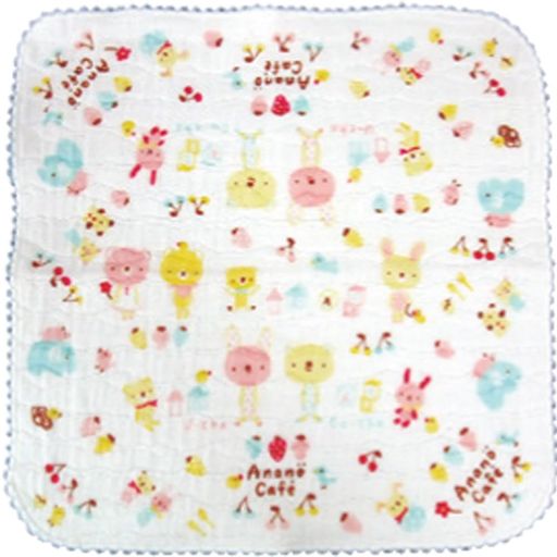 モンスイユアナノカフェベビーやわらかガーゼハンカチブルー55263