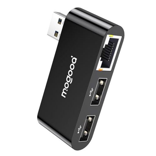 MOGOOD Type-A LAN アダプタ 1000Mbps RJ45 有線 LAN USB2.0 2 ポートハブ