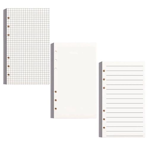 手帳リフィルシステム手帳リフィル横罫空白チェッカークリーム厚紙A6/A76穴60枚入り(3冊セット)ビジネス/バイブルサイズ対応