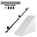 HARUMAKI屋内/屋外用の手すり階段階段用100CM200CM300CM黒い工業用パイプ手すり滑り止め防錆壁取り付けブラケット付き屋内外対応高齢者/障害者向け安全サポート手すりキット(ブラック2M)