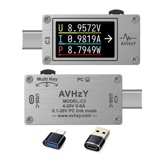 AVHzY C3 USB3.1 電流・電圧測定器 DC 29V 6A 対応 容量チェック PPSトリガー PD/QC急速充電対応 バッテリー・アダプター検出 日本語UI 日本語取扱説明書付き