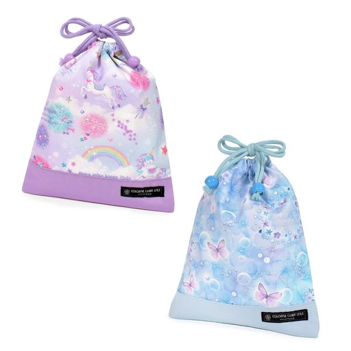 COLORFULCANDYSTYLE巾着(給食袋)別柄2枚セット給食袋小物入れお道具袋子供キッズかわいいおしゃれユニコーンとバタフライセット女の子NU900200
