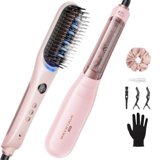 ヘアストレートナー ブラシ ヘアストレートナー ブラシ スタイリングがスムーズ 【熱ダメージを最小限に:スチームx温度調節】一度に多くの髪を捉えるワイドな楕円形ブラシを採用。加熱プレートと連動し、少ない回数で素早くスタイリングを完成させることで、熱によるストレスを大幅に軽減します。5段階の温度調節機能を搭載し、自分の髪質に合わせた最適な温度設定が可能。過度な乾燥を防ぎ、使うたびに潤いのある柔らかい質感へ導きます。 【スチームテクノロジー:潤いストレート】ハイドロインフュージョン技術により、水を均一な温熱蒸気に変換。スタイリングしながら髪に水分を補給します。スチームの力で髪を優しく解きほぐすため、低温でも効率よくクセを伸ばし、しっとりとした艶やかなストレートヘアを実現。2段階のスチーム調節機能により、髪の状態に合わせた本格ケアが可能です。 【ツヤ髪・静電気防止:マイナスイオン搭載】スチームブラシプロは、熱露出を抑えて髪のパサつきや切れ毛を防止。高濃度マイナスイオン発生装置により、気になるうねりや静電気を抑え、指通りの良いシルキーな仕上がりに。