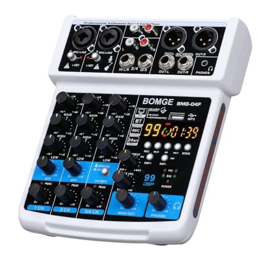 BOMGE-04F 4チャンネルdjオーディオサウンドミキサー、MP3 / USB Bluetooth、ステ...