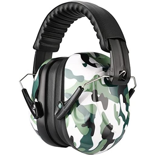 PROCASE 大人用 防音イヤーマフ、遮音 調整可能なヘッドバンド付き 耳カバー 耳あて 聴覚保護ヘッドフォン、ノイズ減少率:NRR 28DB -カモグリーン