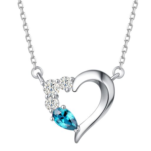 [AGVANA]レディースネックレス天然石トパーズ11月誕生石ハートネックレスホワイトデーお返しシルバー女..