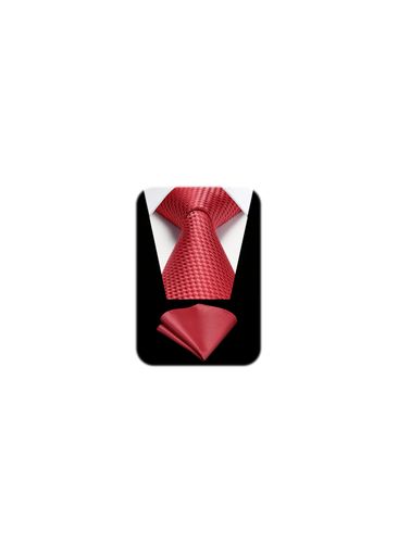 [HISDERN] [ヒスデン] ネクタイ 結婚式 メンズ レッド ネクタイ チーフ セット ドット柄 フォーマル ビジネス ブランド 男士 紳士 礼服用 洗える
