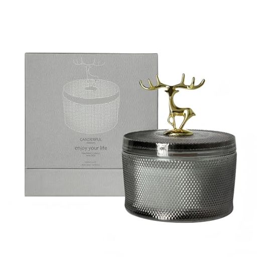 Pandachillaアロマキャンドル白檀植物オイルソイワックス手つくり鹿の造形プレゼントギフト350g幅11.5c..