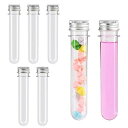 試験管プラスチック容器【5本セット】透明密閉蓋付き45ml瓶プラスチック試験管実験セットキャップ付きハーバリウムプラスチック試験管アルミキャップ付き軽量持ち運び...